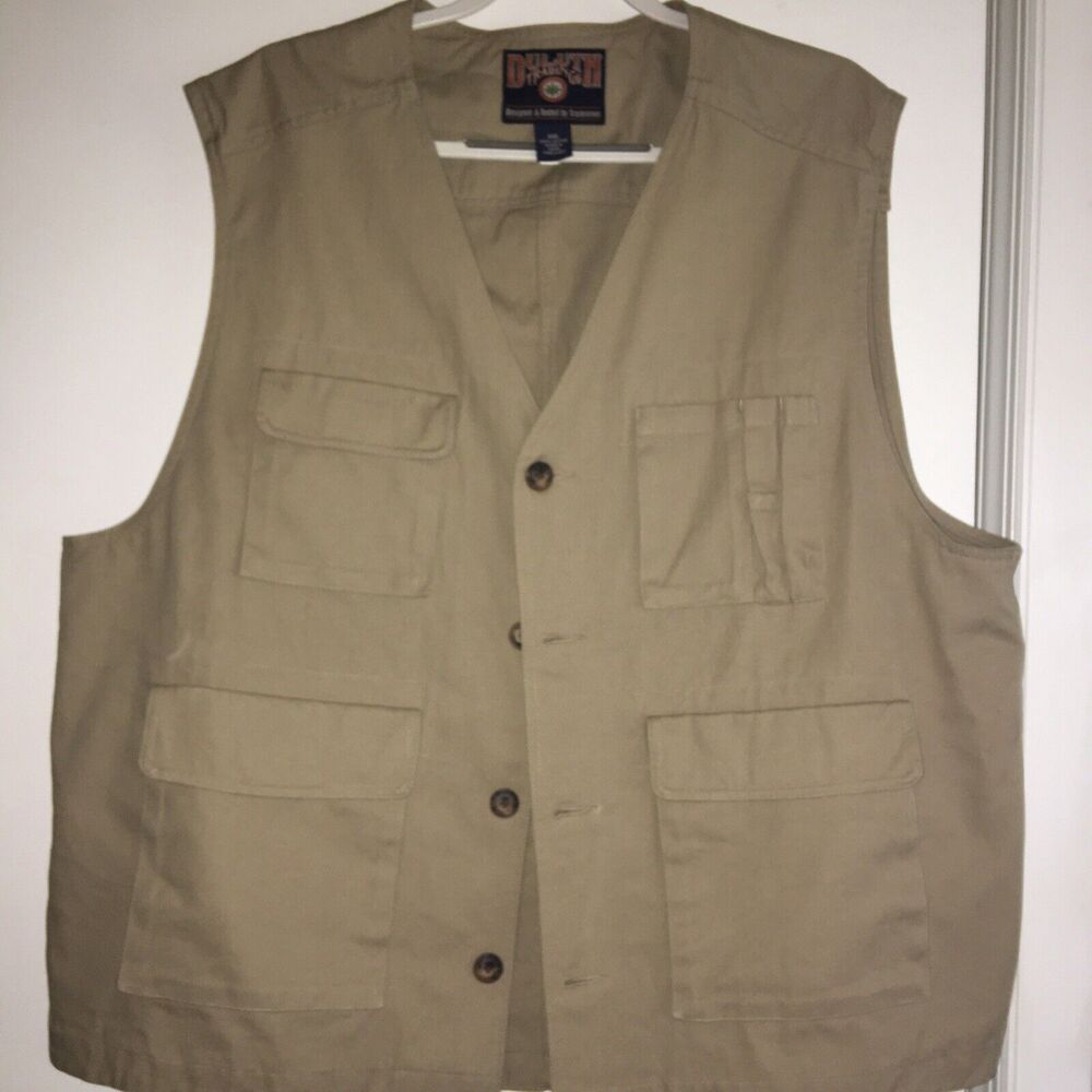 Men’s Duluth Khaki Hunting Cargo Vest Duluth Trading Size XXL VGUC